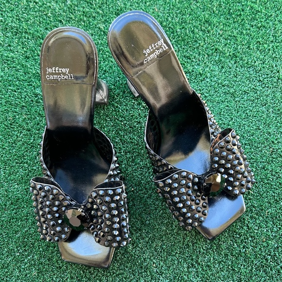 NWT Jeffrey Campbell Gemina Mule Stud Platform Slide Sandal Black 8 - Picture 13 of 16